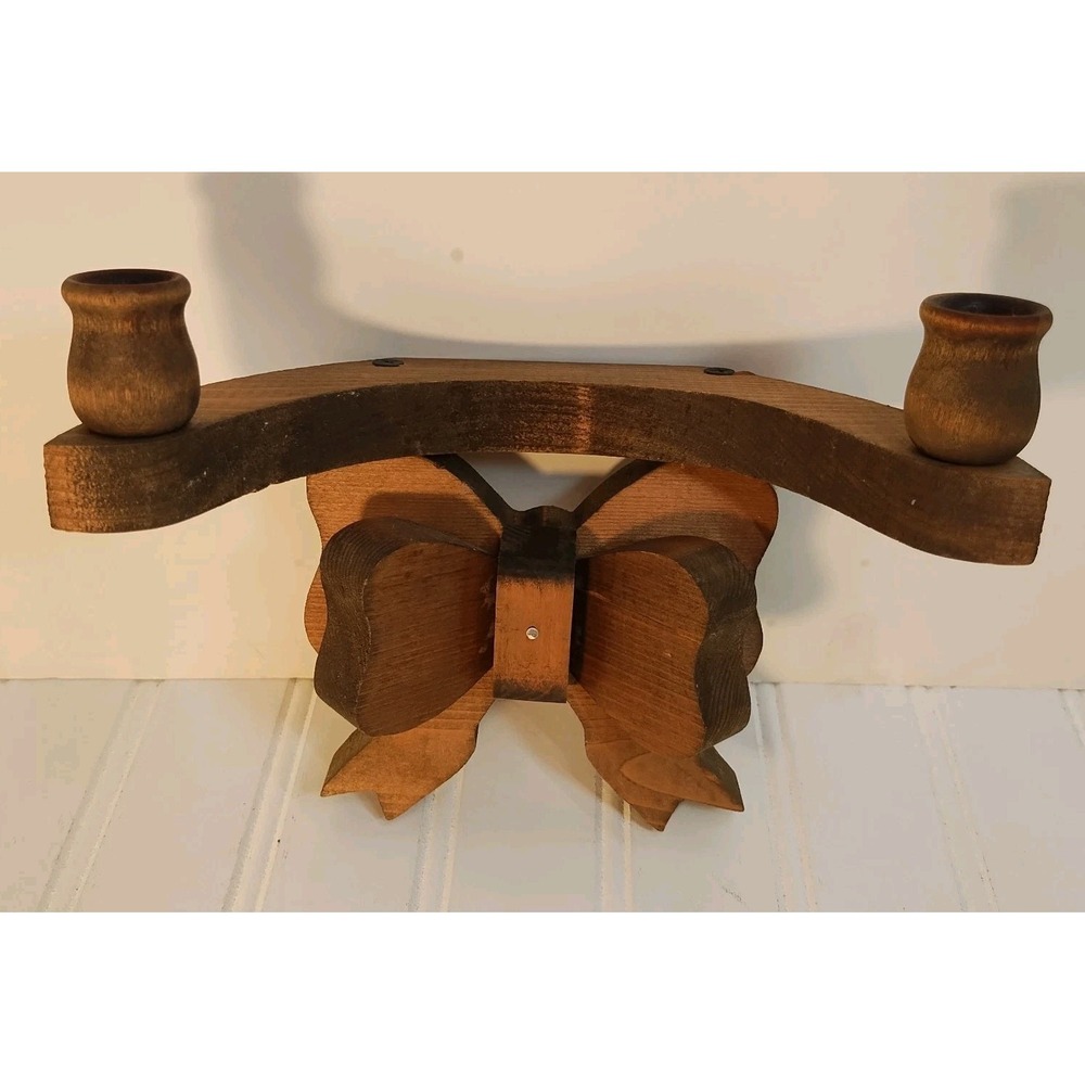 Vintage Bow Wooden Sconces Candle Holder Wall Decor Cottagecore‎ Rustic Granny